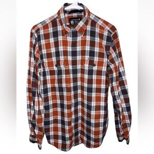 Carhartt Shirt Mens Size S Loose Fit Orange Plaid Long Sleeve Button Down EUC